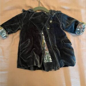 Vintage blue velour velvet Kate Quinn baby jacket. Inside is OG hollyhock
